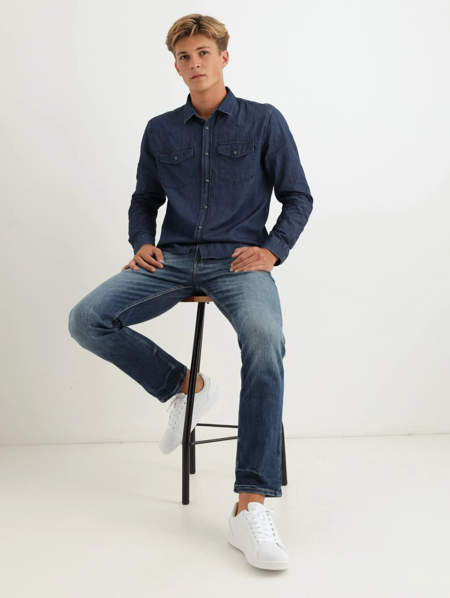 Men's Denim Shirt - Dark Wash Ink sold by Edgars