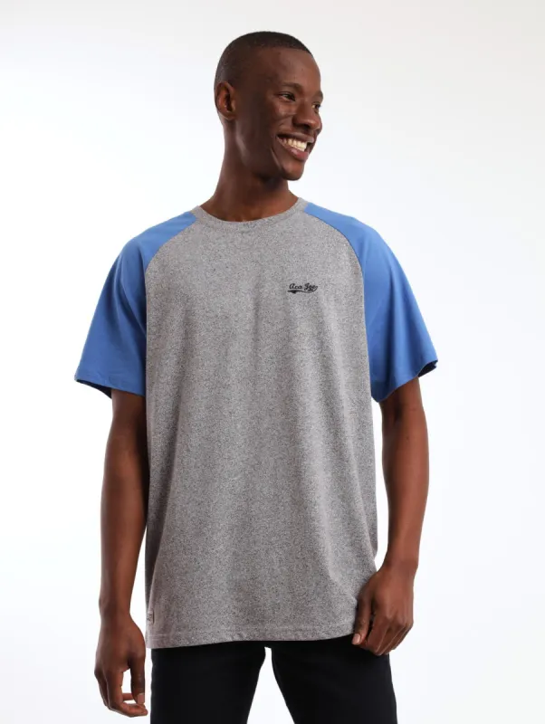 Men's Jasper Raglan Small Logo Tee - Navy/Grey sold by Edgars