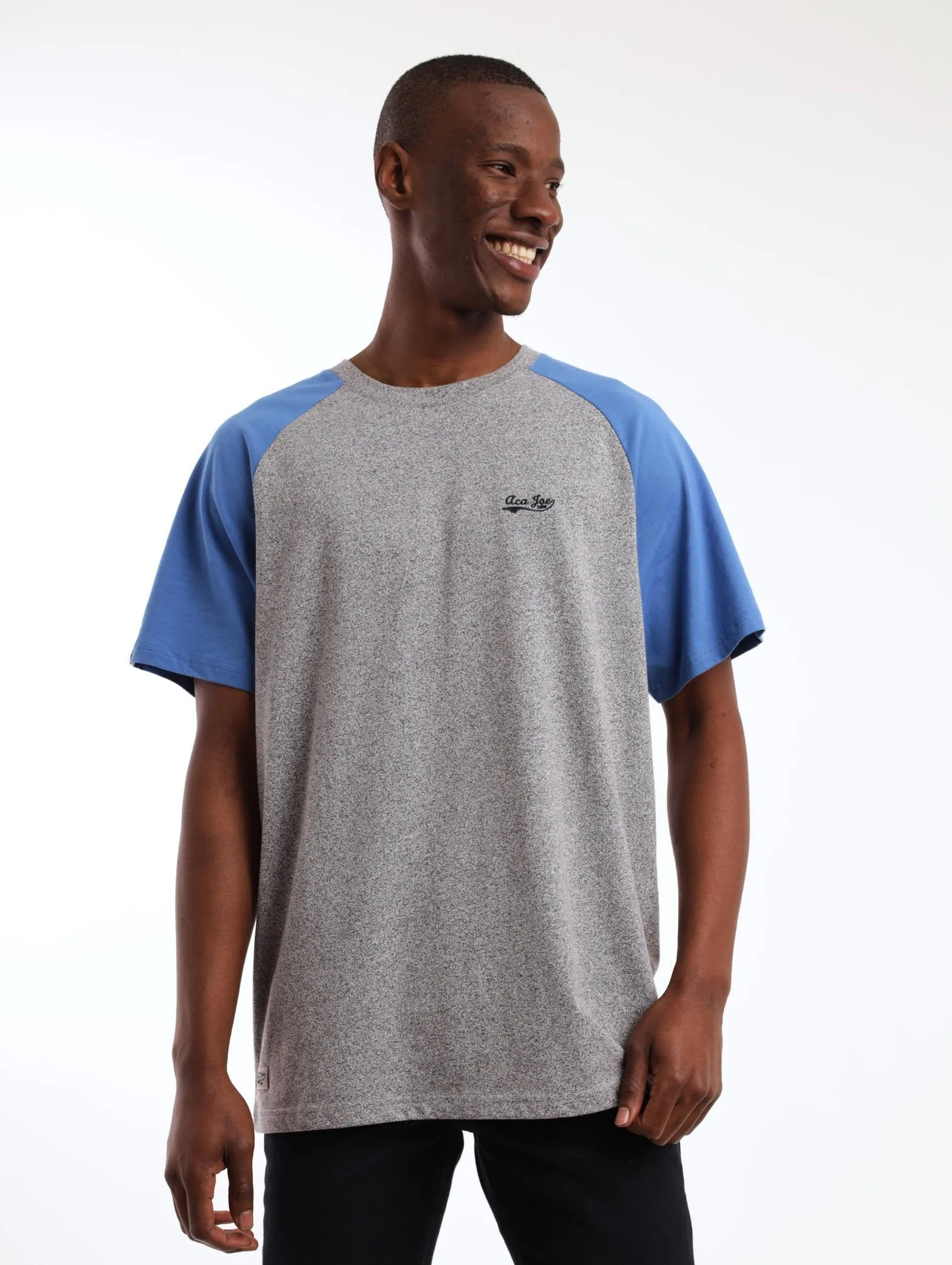 Men's Jasper Raglan Small Logo Tee - Navy/Grey sold by Edgars