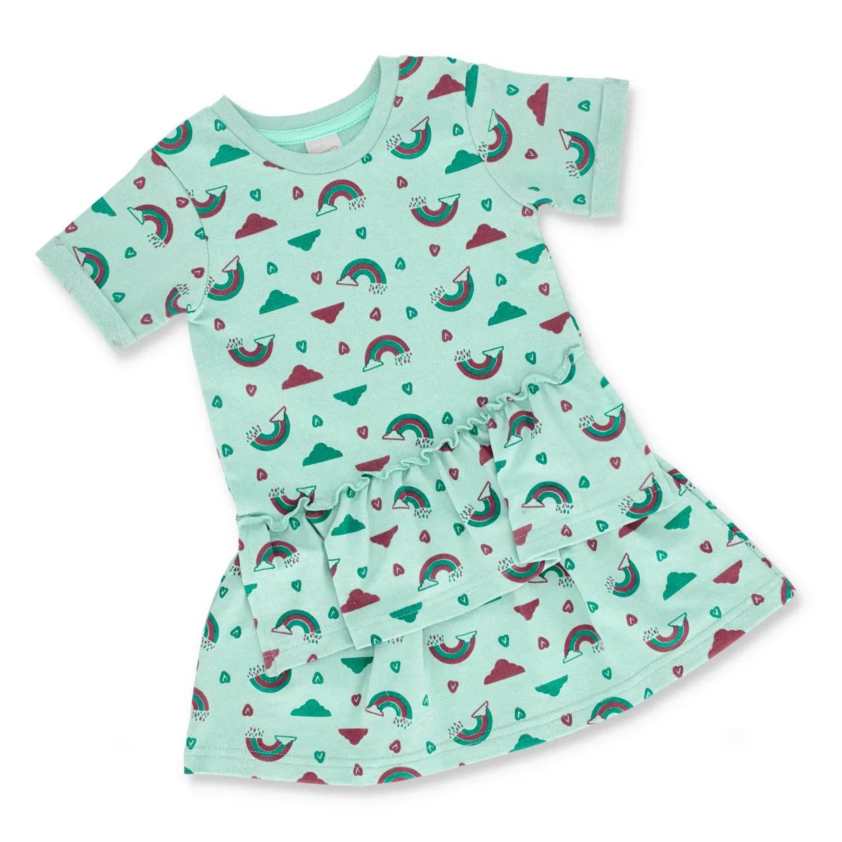 Pre-Girls All Over Print Rainbow Dress - Aqua sold by Edgars