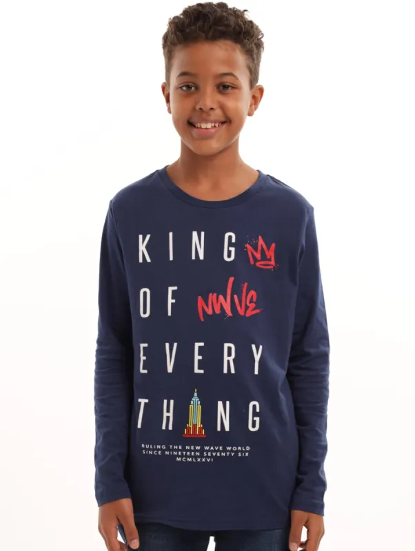 Boys Long Sleeve King Tee - Navy sold by Edgars