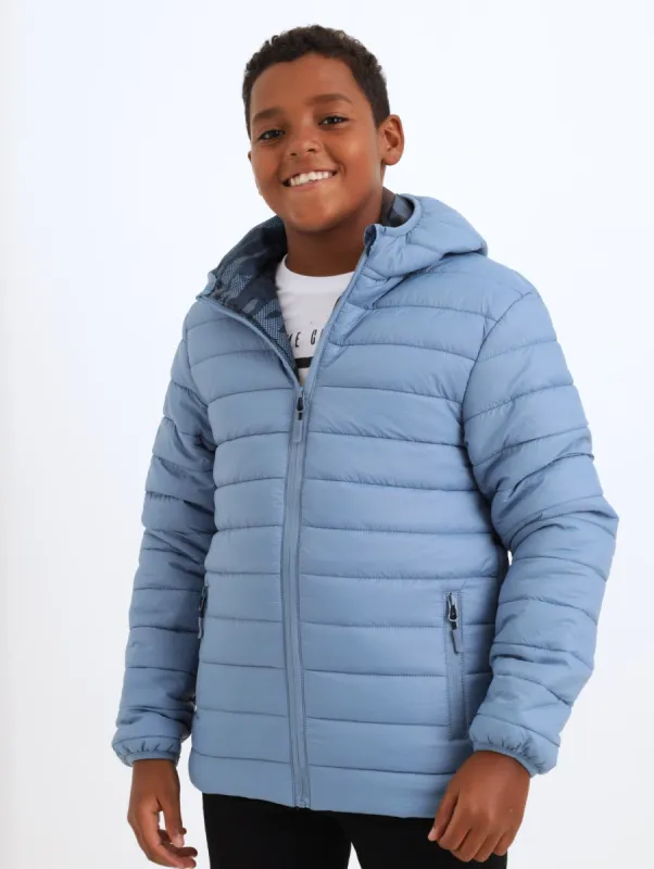 Boys Nylon Puffer Jacket - Blue sold by Edgars