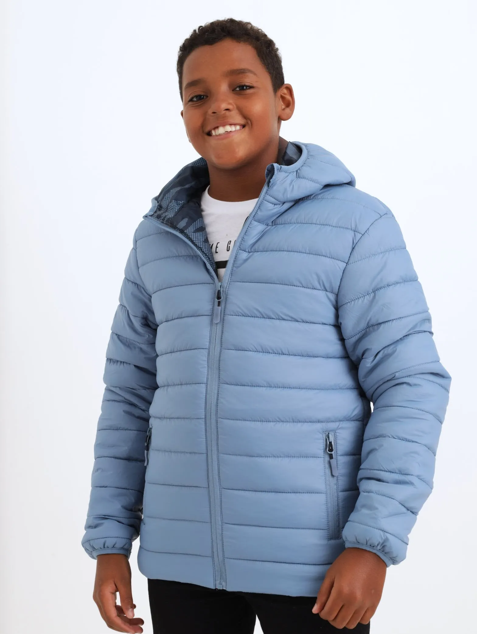 Boys Nylon Puffer Jacket - Blue sold by Edgars