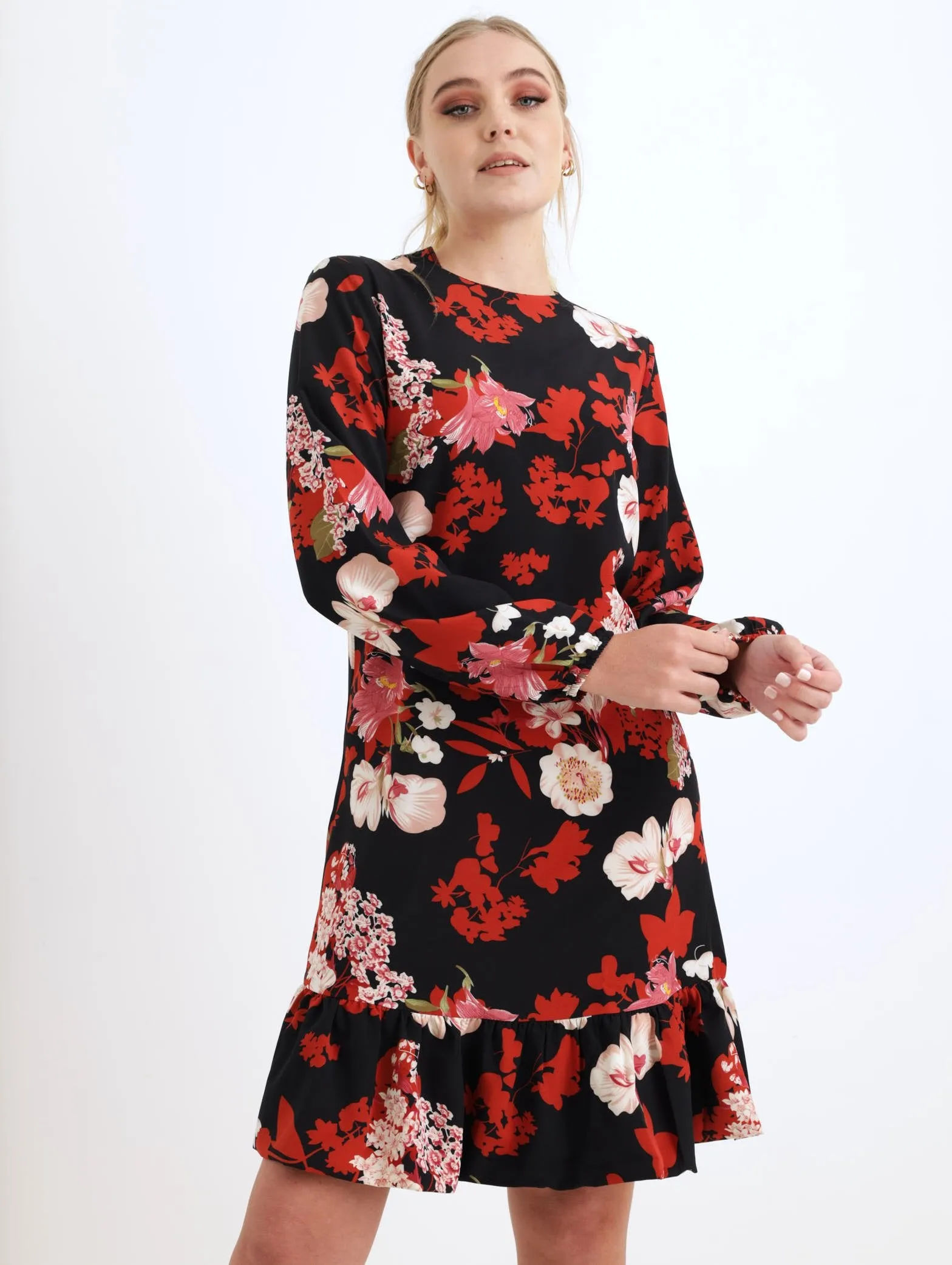 Ladies Long Sleeve Flounce Hem Shift Dress sold by Edgars