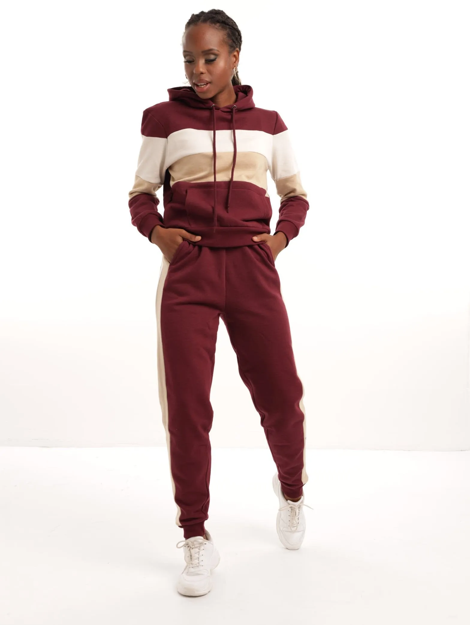 Ladies Straight Colourblock Hooded Track Top - Burgundy sold by Edgars product image thumbnail 4