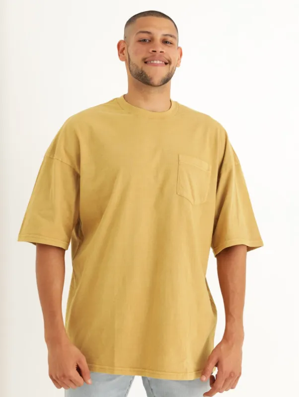 Men's Oversized Pigment Tee - Mustard sold by Edgars