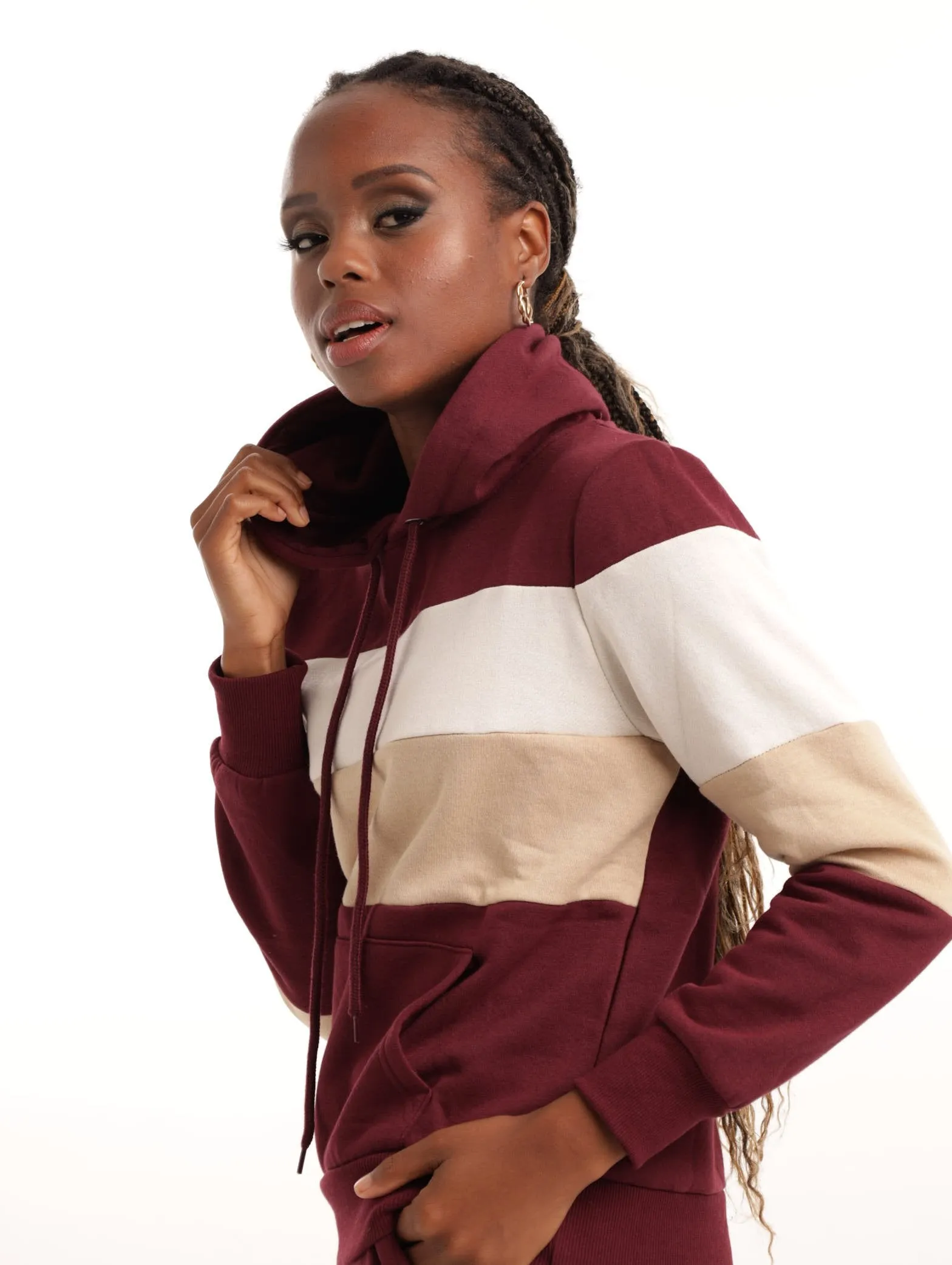 Ladies Straight Colourblock Hooded Track Top - Burgundy sold by Edgars product image thumbnail 2