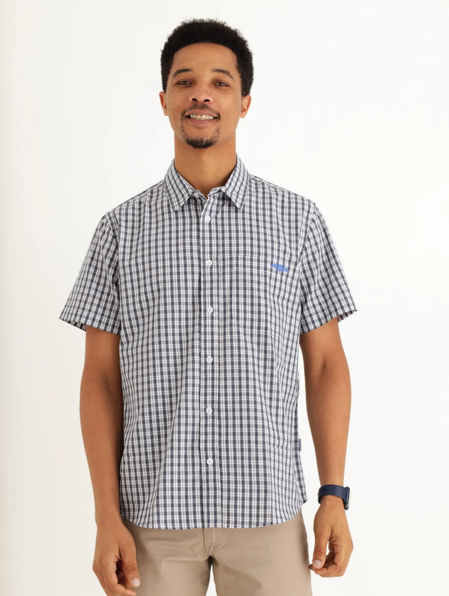 Men's Small Checked Formal Shirt - Navy sold by Edgars