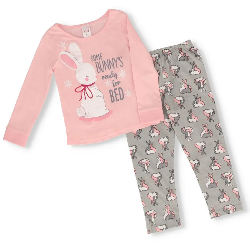 Girls Bunny PJ Set - Pink sold by Edgars