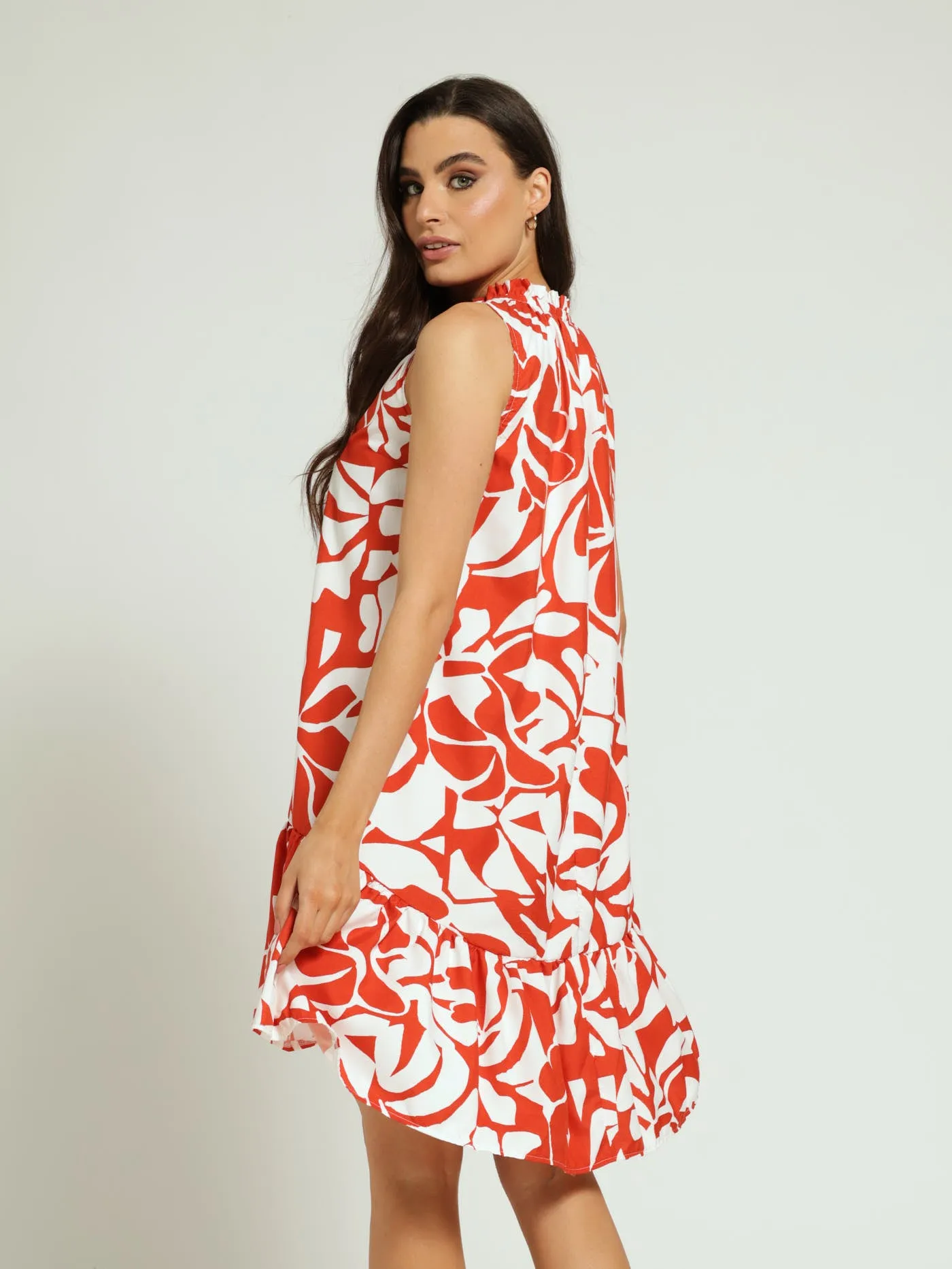 Frill Neck Drop Hem Dress - Orange sold by Edgars product image thumbnail 4
