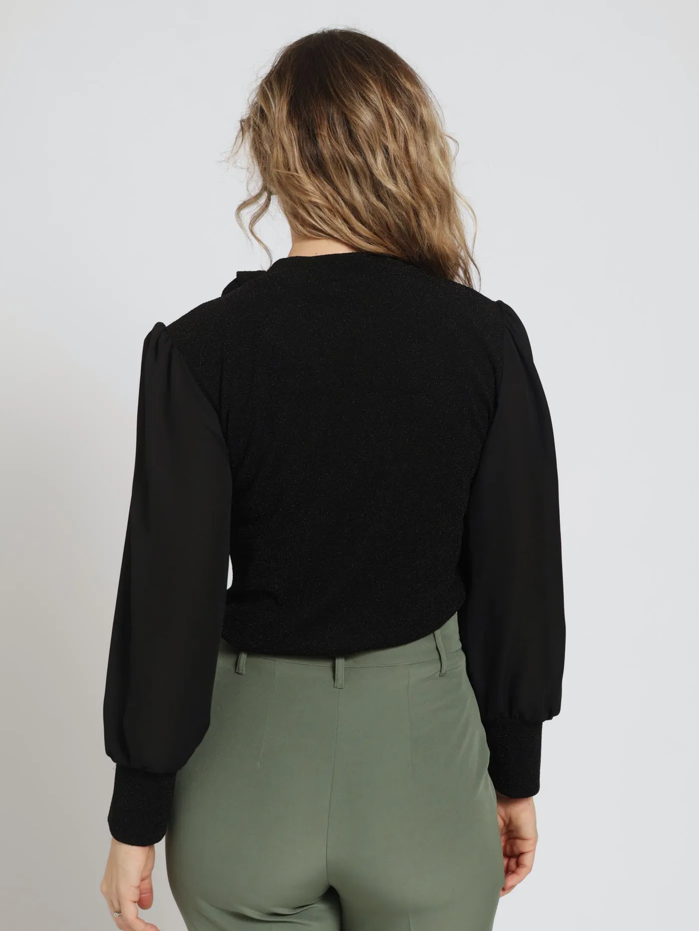 Kitty Bow Shimmer Combo Blouse - Black sold by Edgars product image thumbnail 3