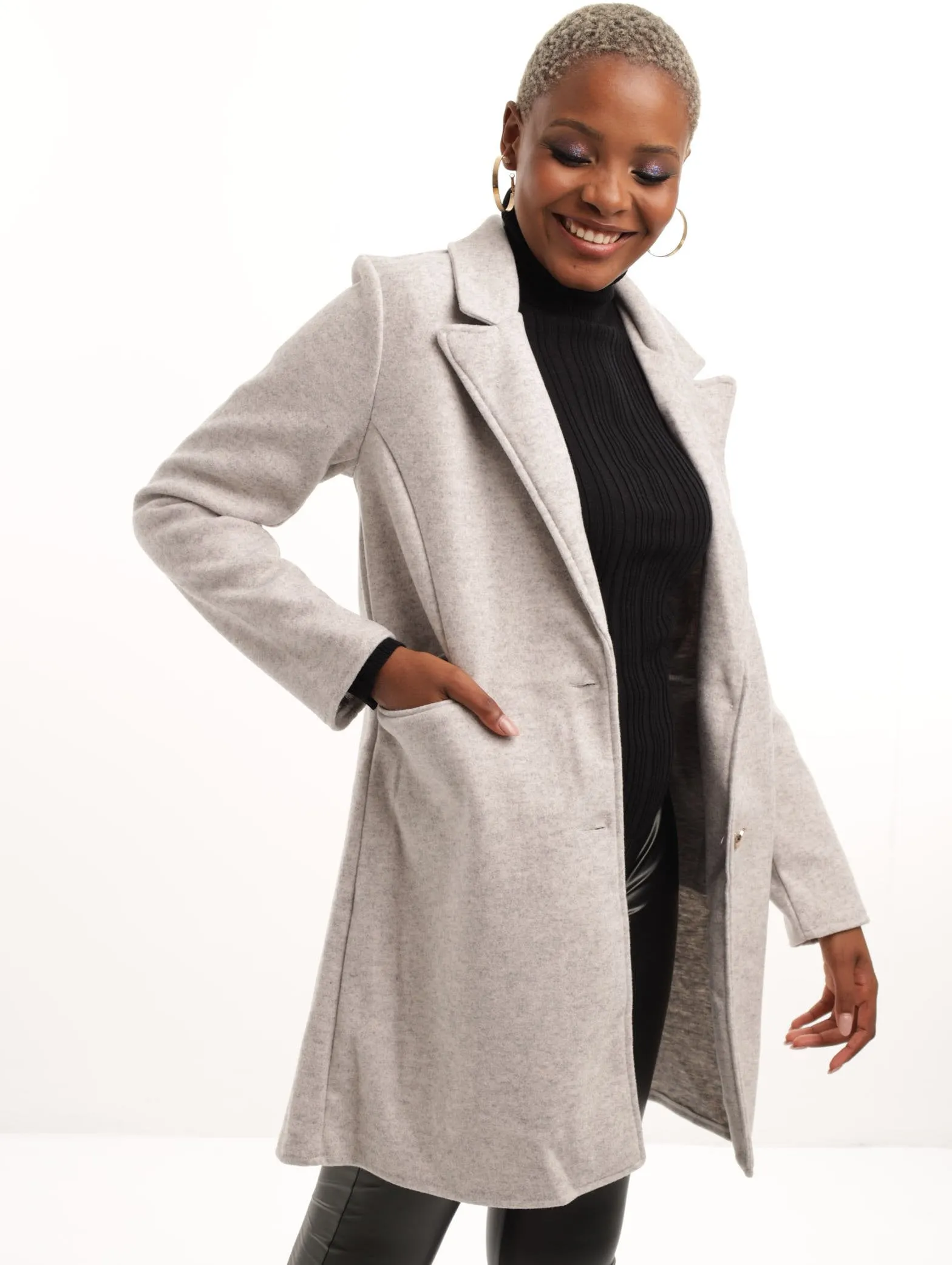 Ladies Unlined Blazer Coat - Grey Melange sold by Edgars