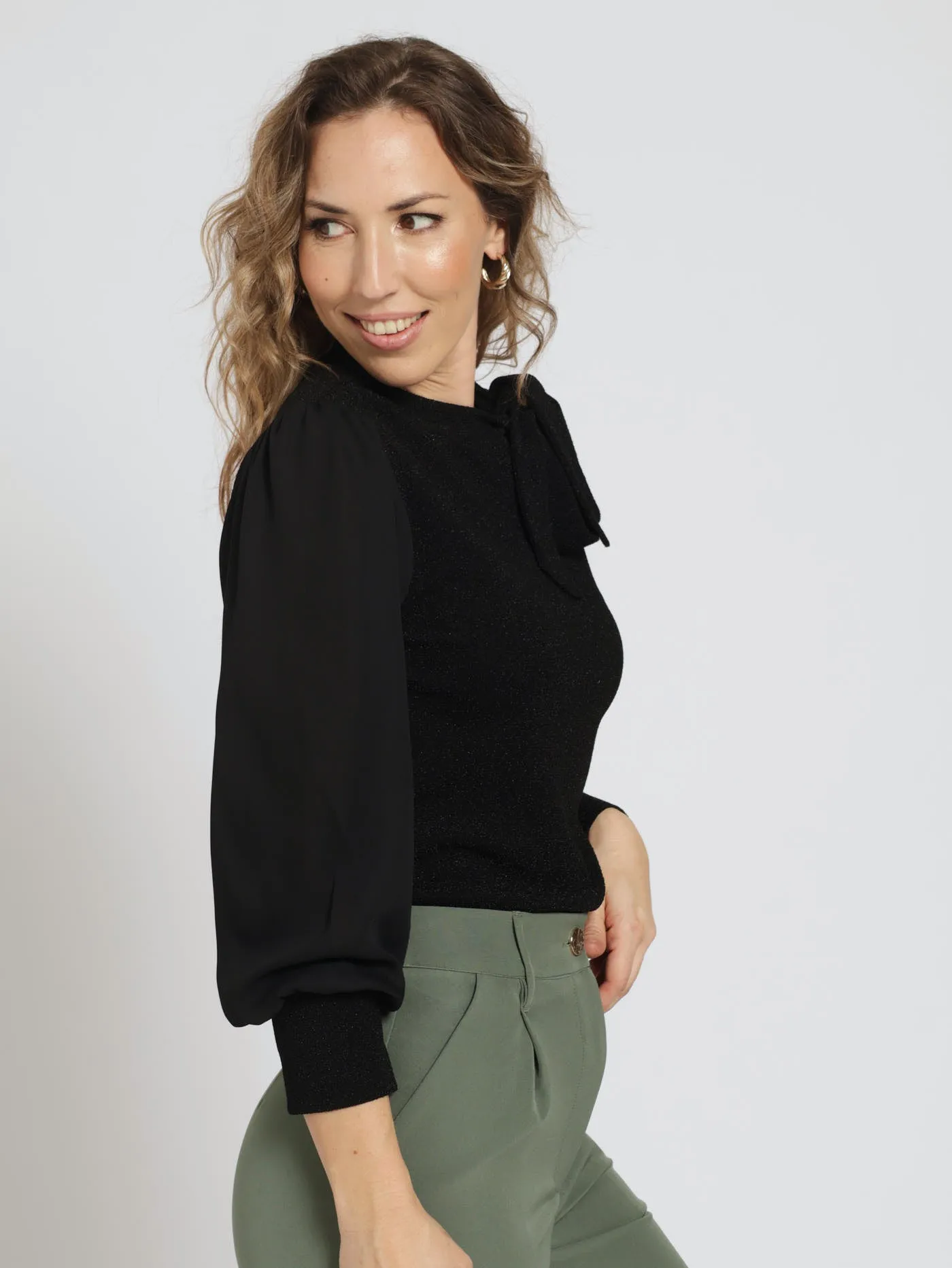 Kitty Bow Shimmer Combo Blouse - Black sold by Edgars product image thumbnail 2