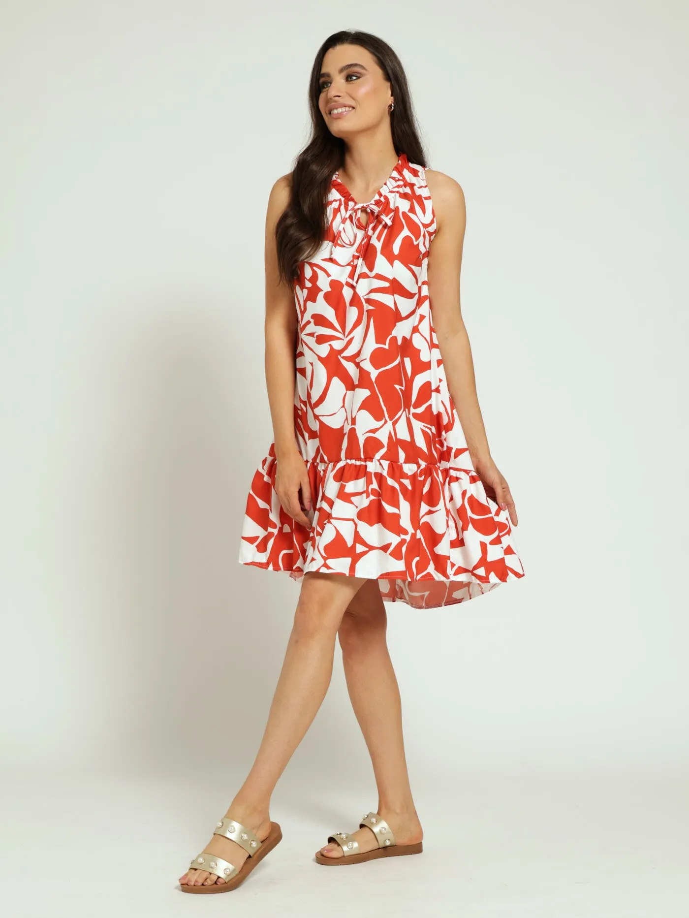 Frill Neck Drop Hem Dress - Orange sold by Edgars product image thumbnail 2