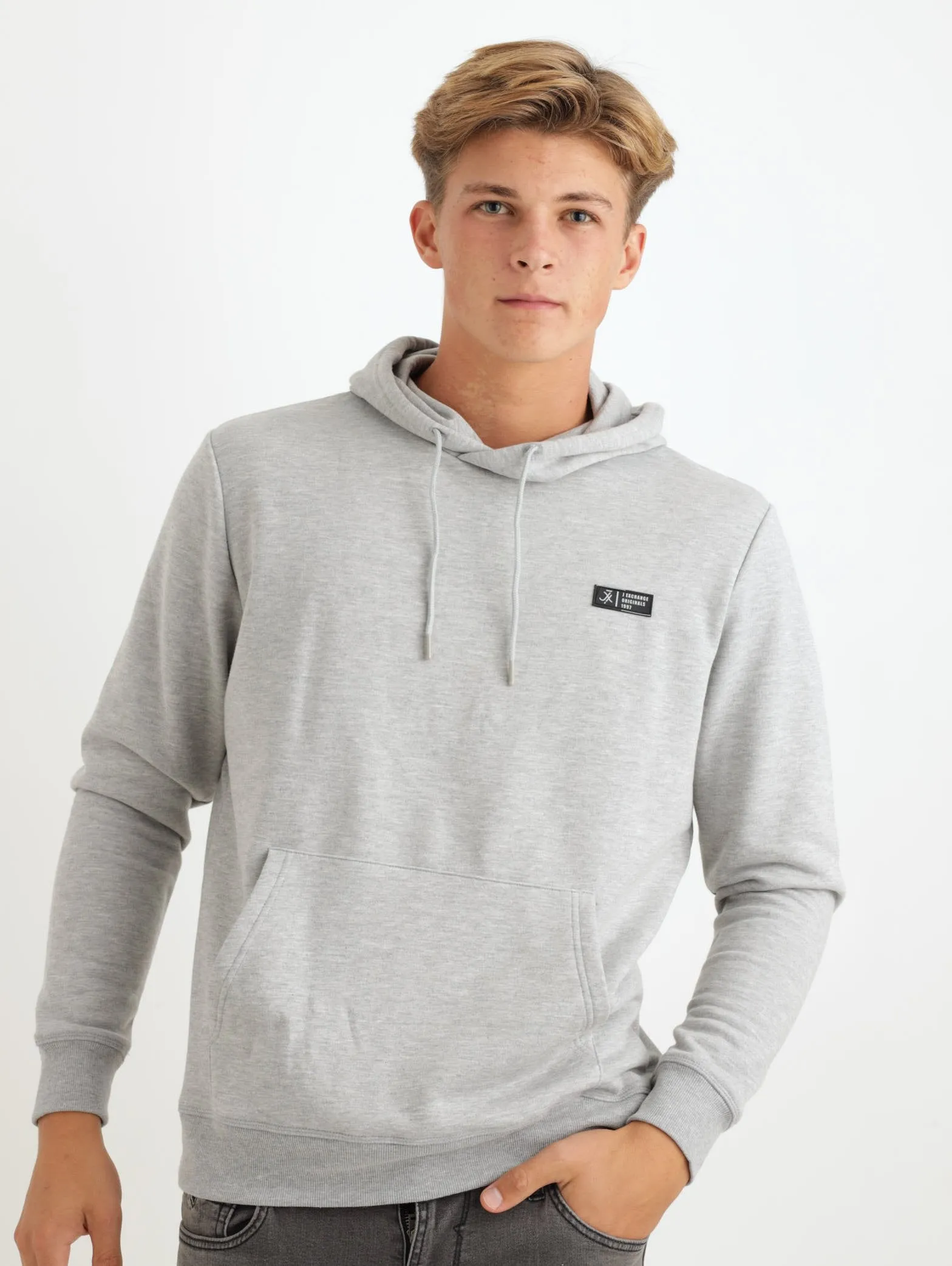 Men's Plain Hooded Fleece Track Top - Grey Melange sold by Edgars
