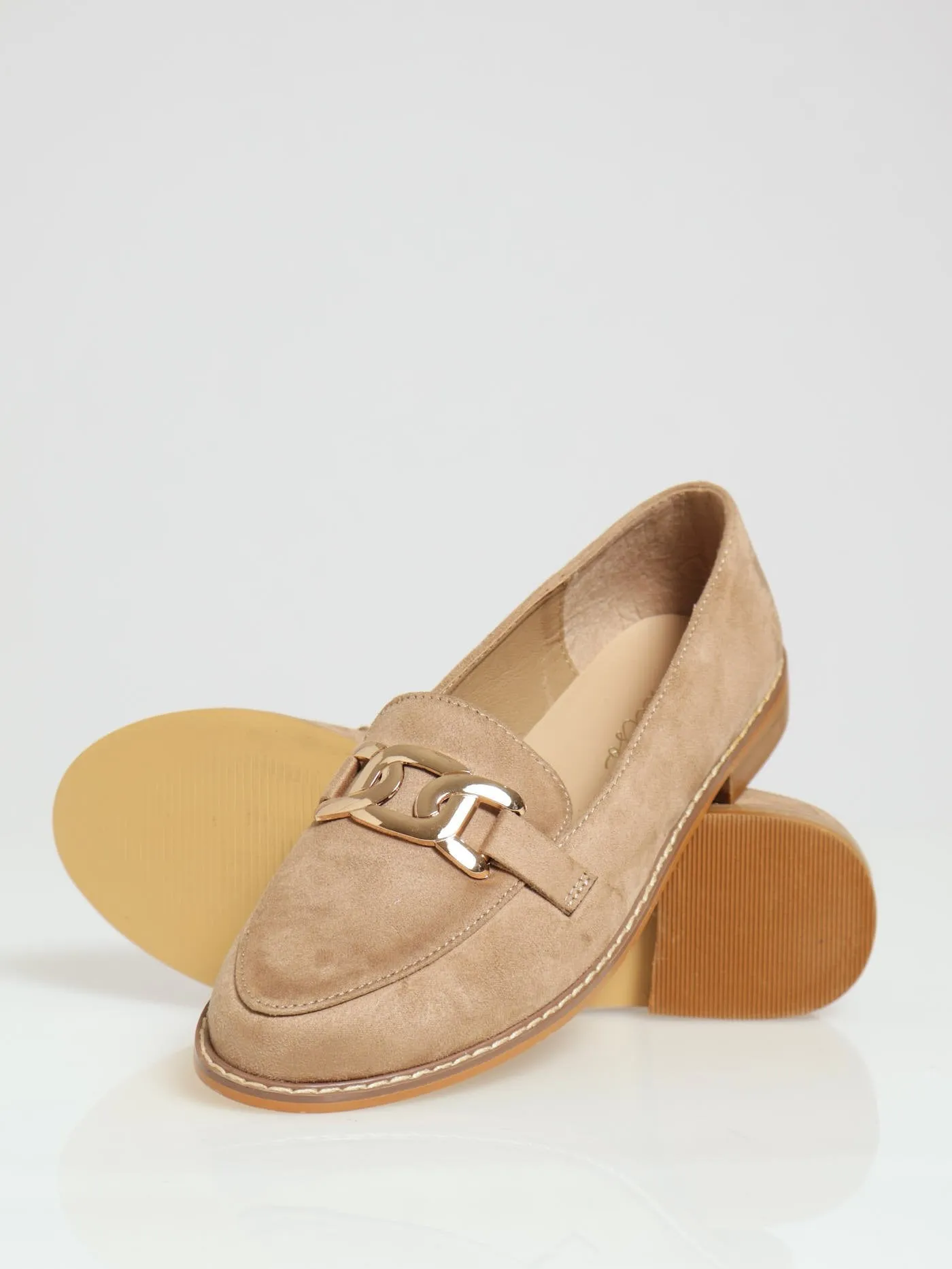 Microfibre Loafer With Flat Gold Trim - Taupe sold by Edgars product image thumbnail 5