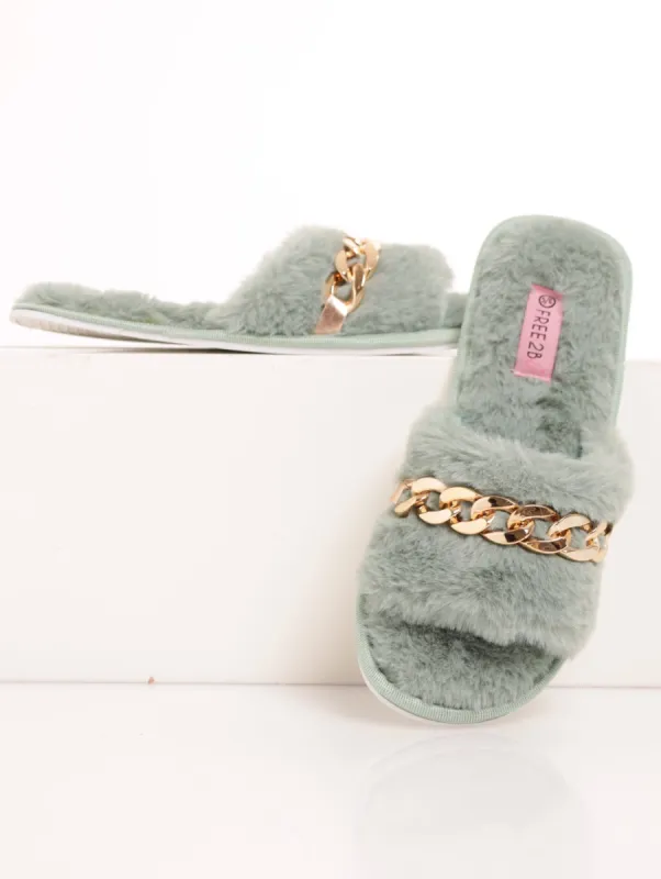 Ladies Open Toe Push-In Slipper - Sage sold by Edgars
