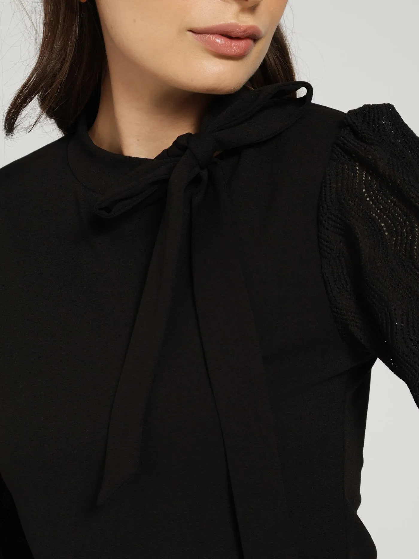 Kitty Bow Combo Blouse - Black sold by Edgars product image thumbnail 4