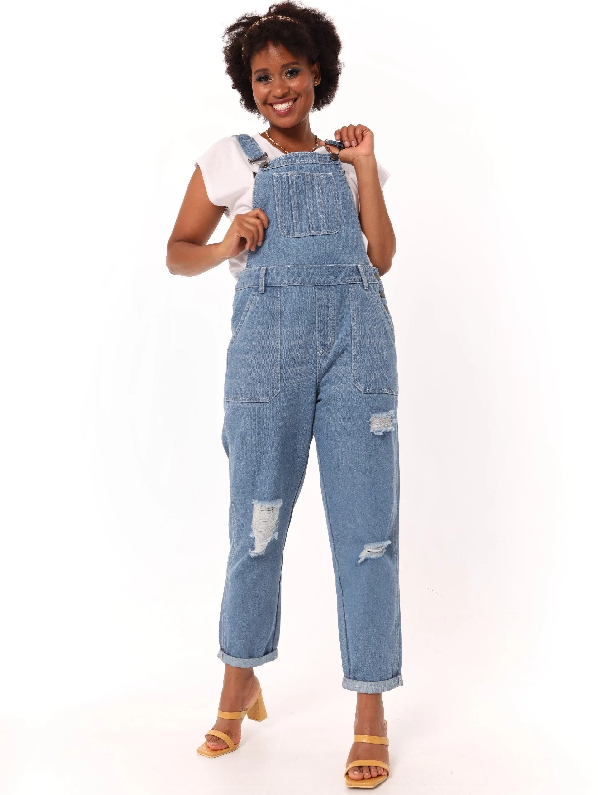 Ladies Abraised Roll Hem Dunga Denim Jean - Stonewash sold by Edgars