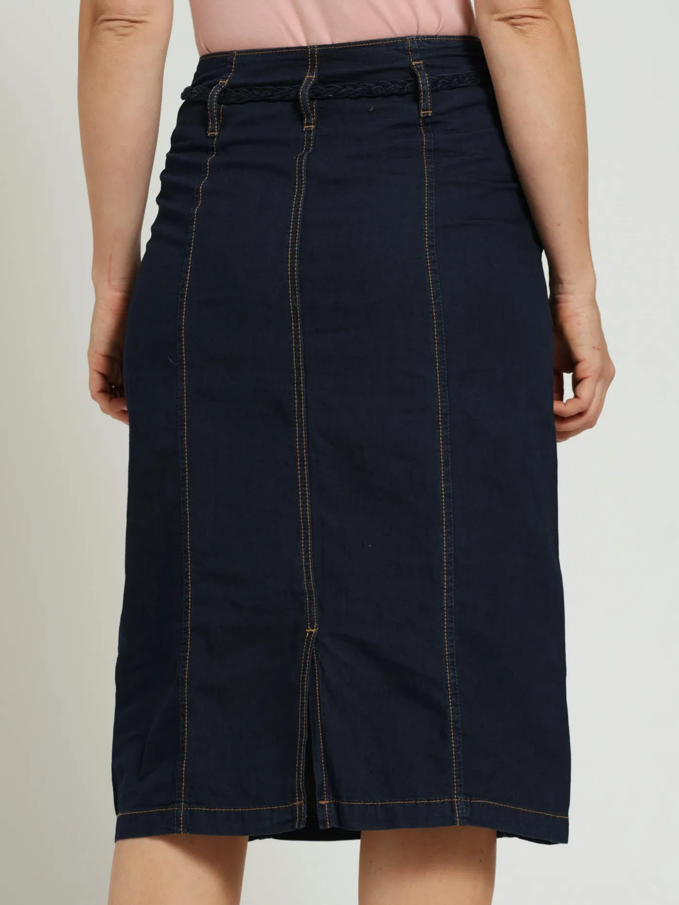 Denim Pencil Skirt With Plaited Belt - Dark Wash Ink sold by Edgars product image thumbnail 3