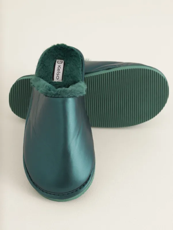 Ladies Metallic Closed Toe Slipper - Emerald sold by Edgars