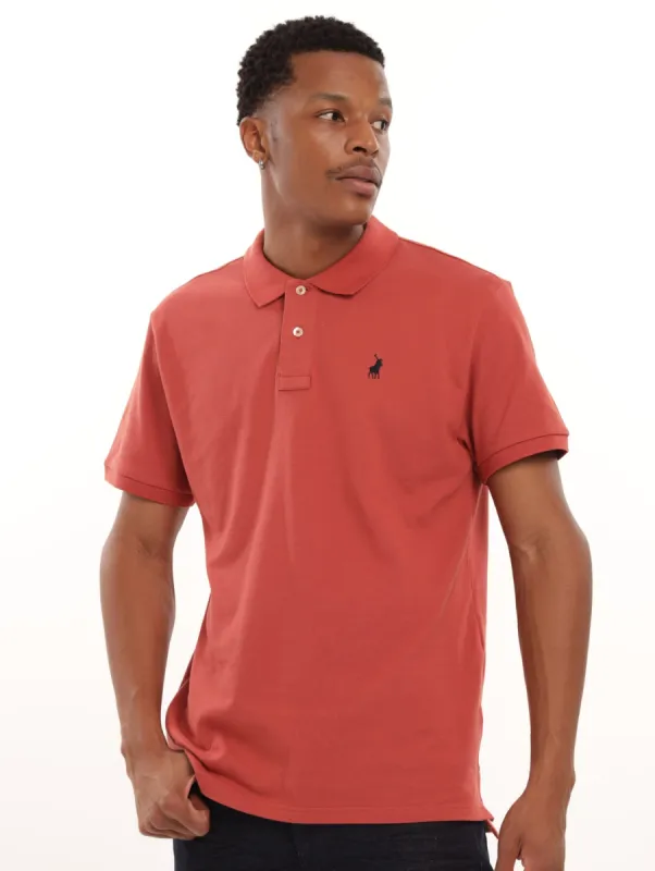 Men's Plain Pique Golfer - Brick sold by Edgars