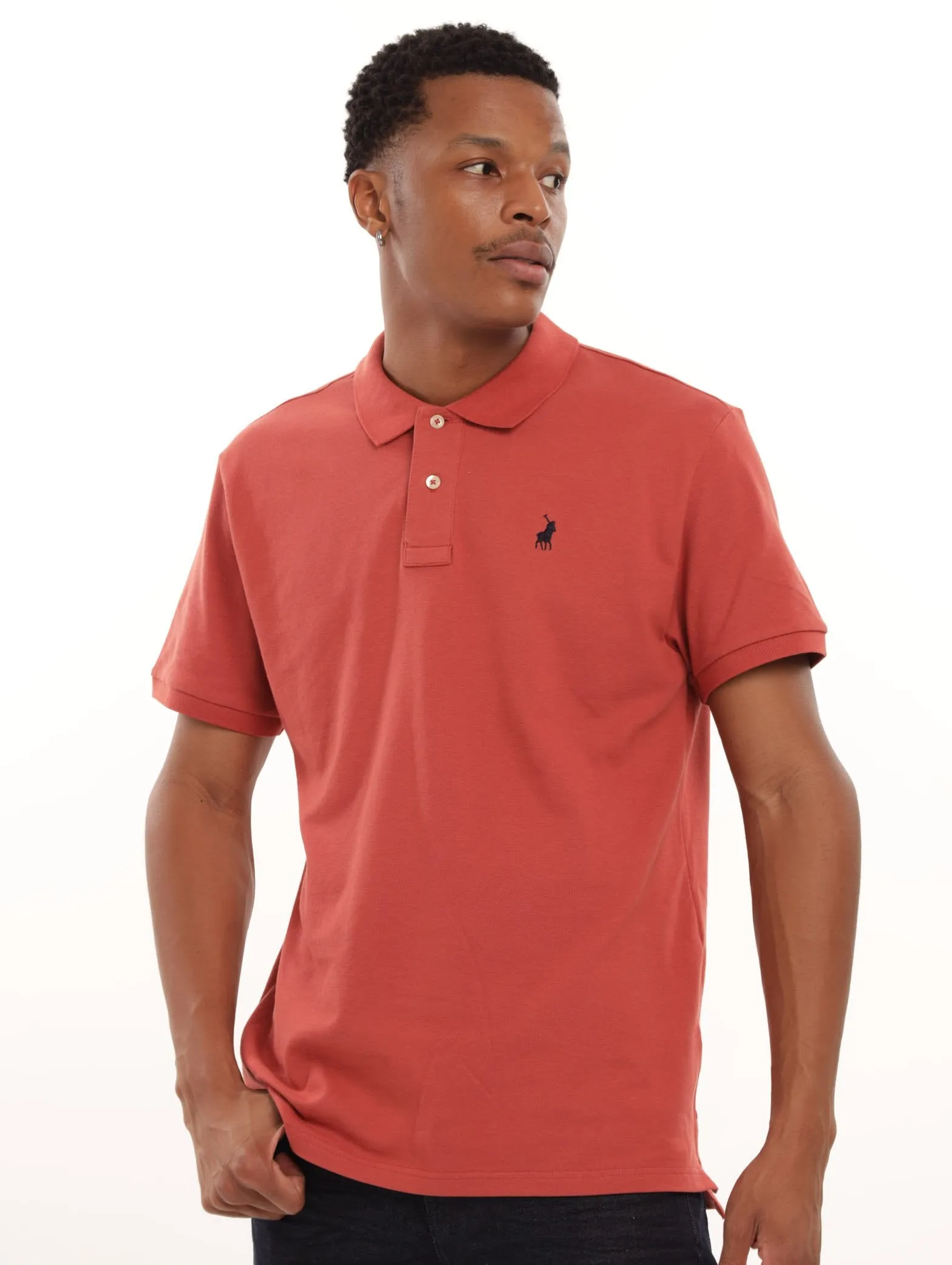 Men's Plain Pique Golfer - Brick sold by Edgars