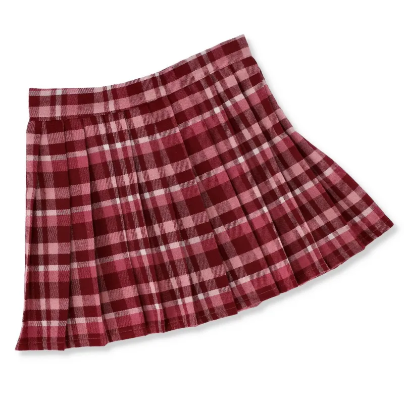 Pre-Girls Checked Flannel Skirt - Burgundy sold by Edgars