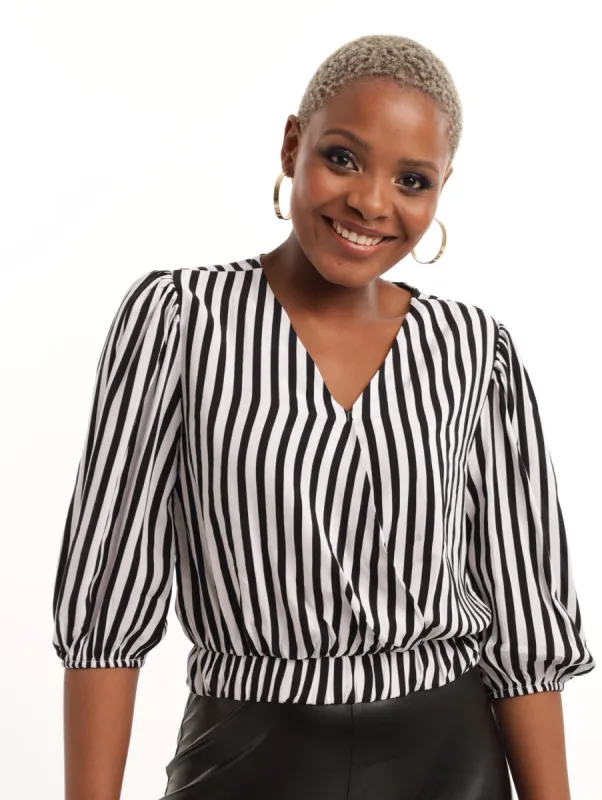 Ladies Striped Cross-Over Top sold by Edgars