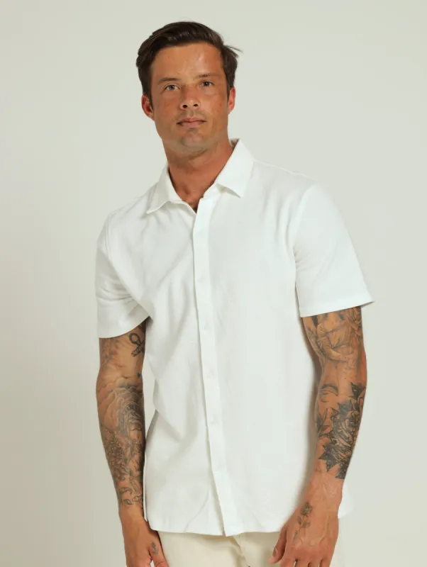 Knitted Slub Shirt - Off White made by Edgars