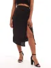 Ladies Plain Rouch Satin Skirt - Black sold by Edgars