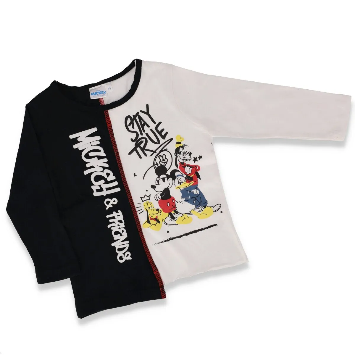 Pre-Boys Long Sleeve Mickey Tee Step Hem Print - White sold by Edgars
