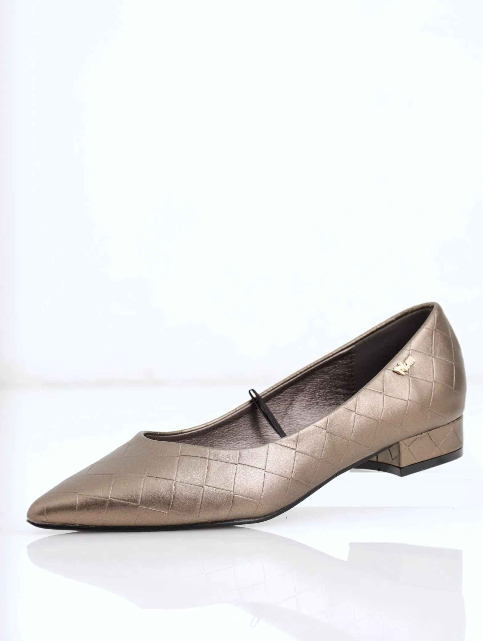 Ladies Woven Pointed Toe Pump Shoe - Pewter sold by Edgars