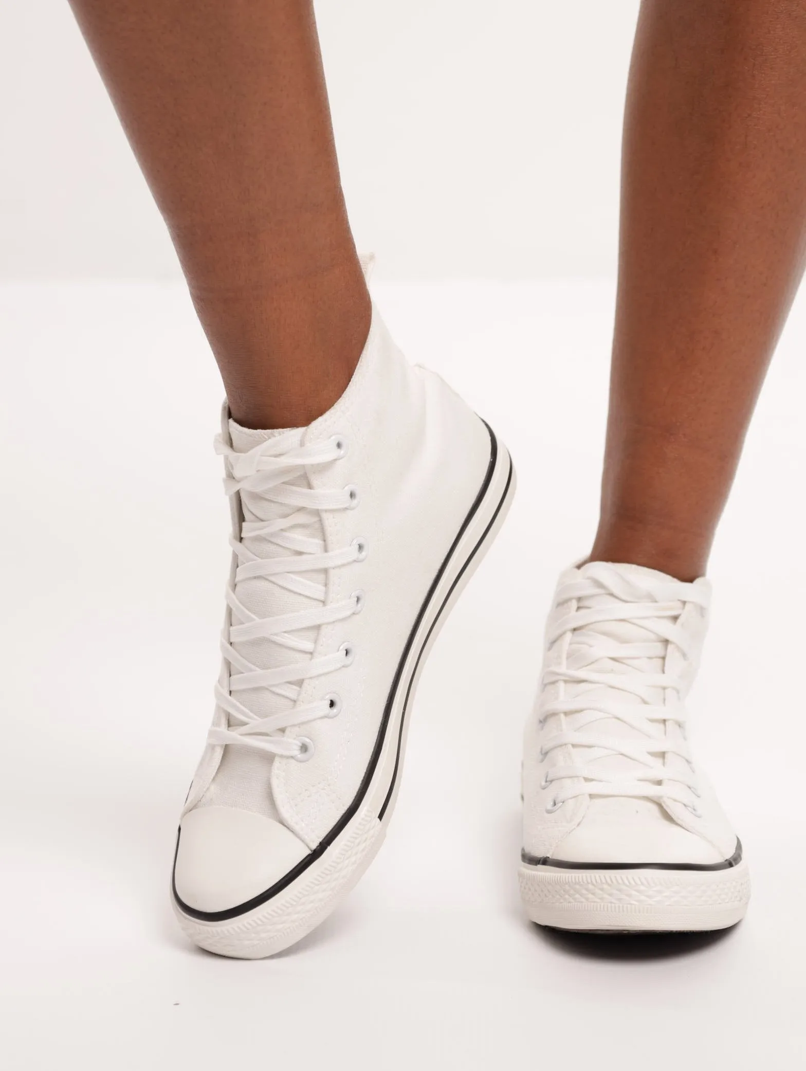 Ladies High Top Plimsole Lace-Up Sneaker - White sold by Edgars