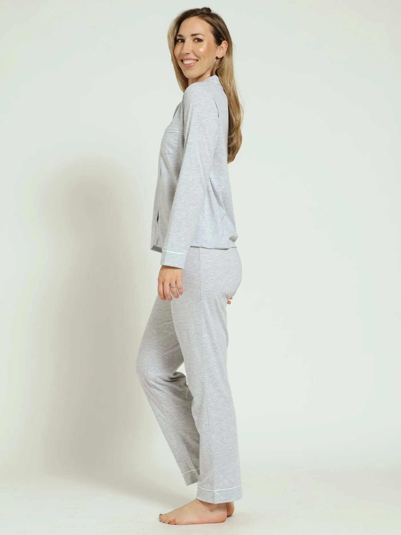 Long Sleeve Knit Pj Top & Pants Set - Grey Melange sold by Edgars  product image thumbnail 2
