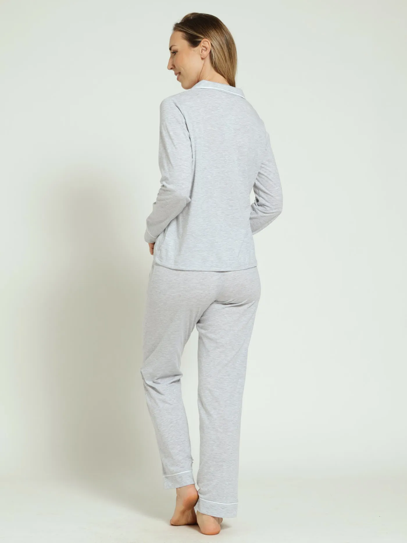 Long Sleeve Knit Pj Top & Pants Set - Grey Melange sold by Edgars  product image thumbnail 3