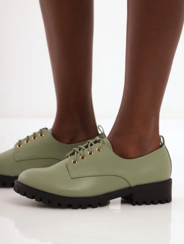 Ladies Basic Cleated Lace-Up Shoe - Olive sold by Edgars