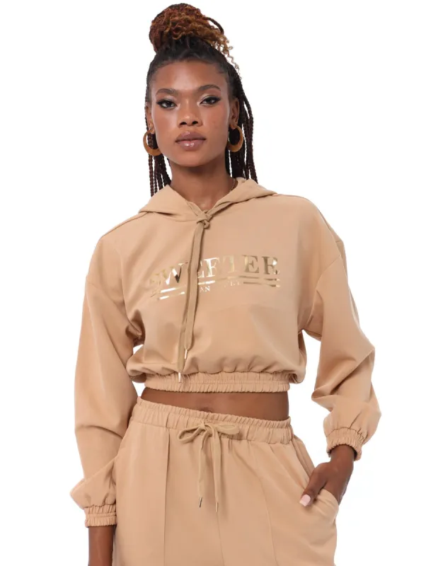 Ladies Dolman Sleeve Hooded Pullover - Stone sold by Edgars