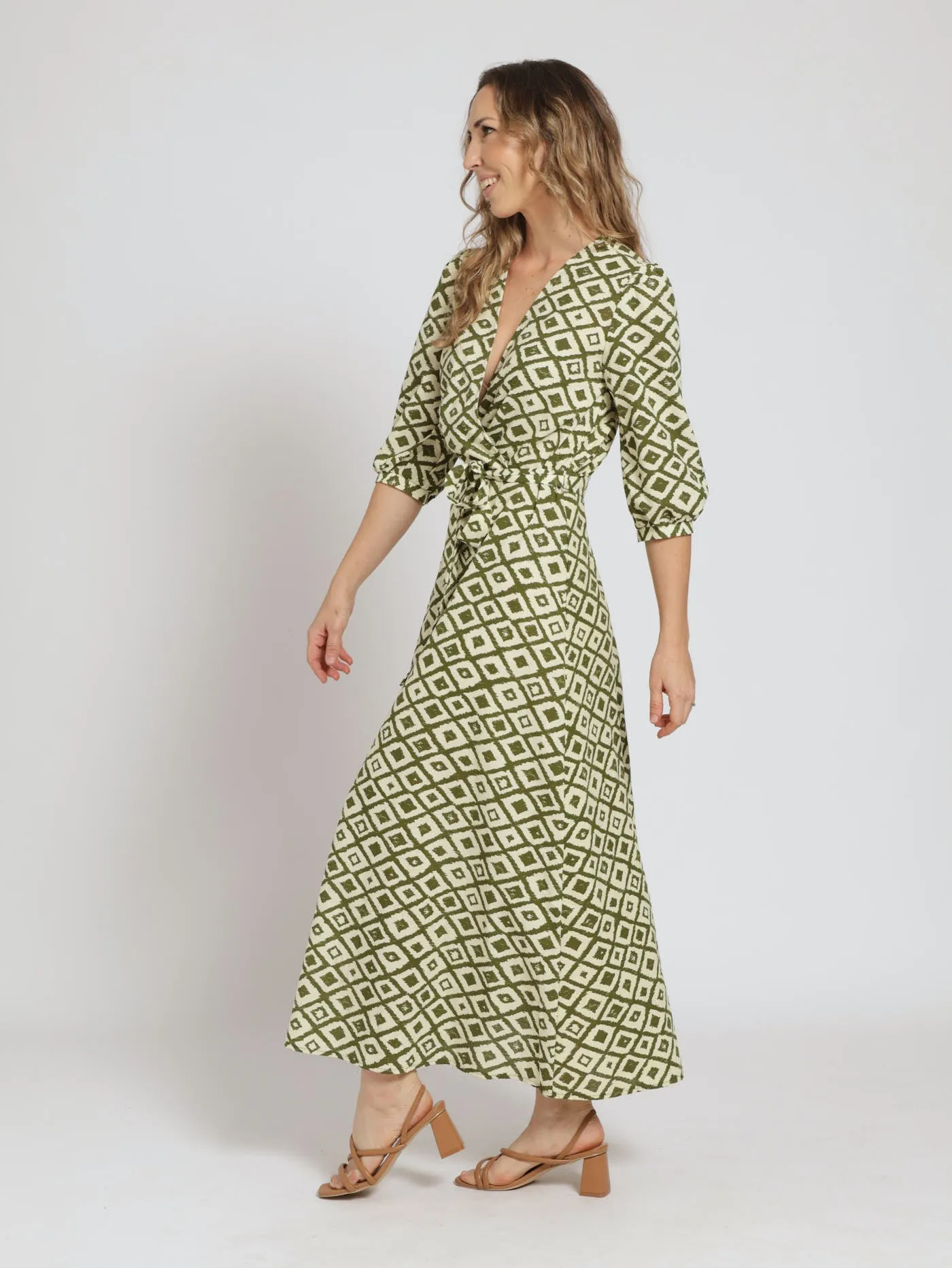 Long Sleeve Mock Wrap Geo Maxi Dress sold by Edgars product image thumbnail 2