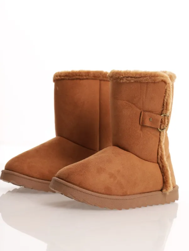 Ladies Snowboot With Fur And Side Ring Detail - Tan sold by Edgars