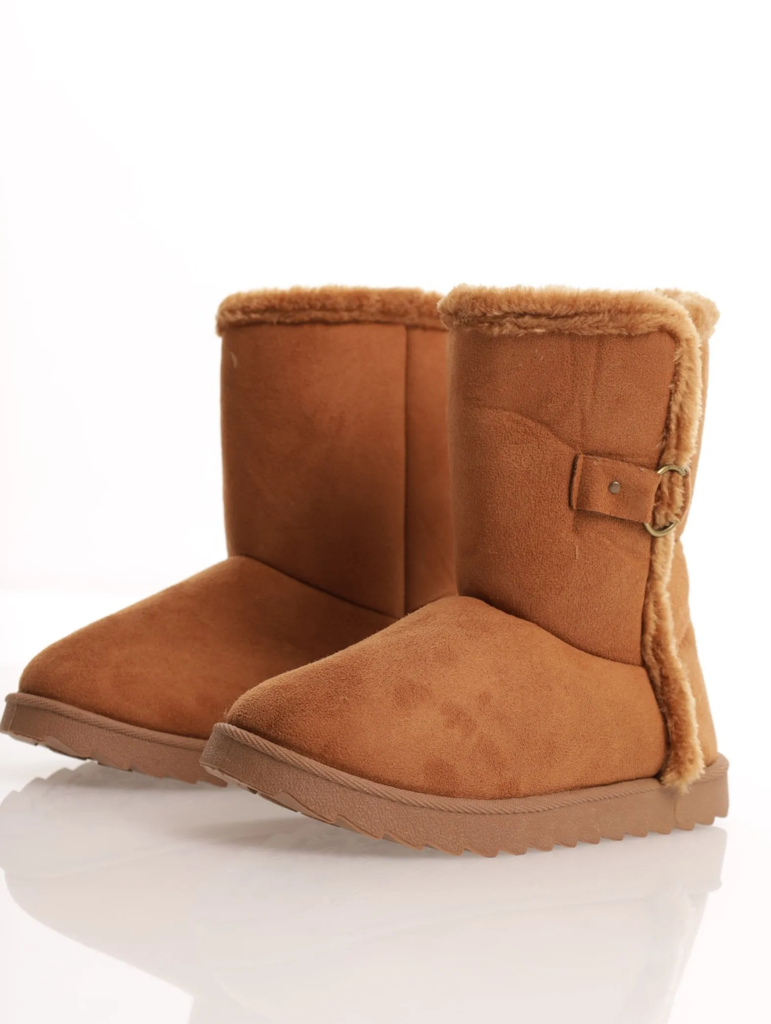 Ladies Snowboot With Fur And Side Ring Detail - Tan sold by Edgars