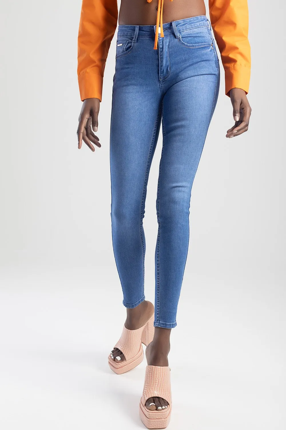 Ladies Periwinkle Axel Bumbooster Denim Jean sold by Edgars