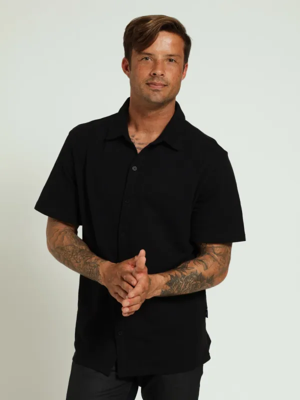 Knitted Slub Shirt - Black sold by Edgars 