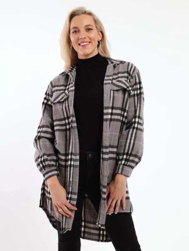 Ladies Oversized Check Shirt - Grey sold by Edgars
