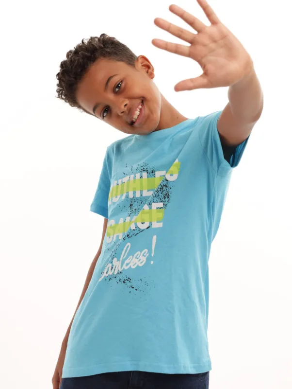 Boys Base Fearless Tee - Cyan Blue sold by Edgars