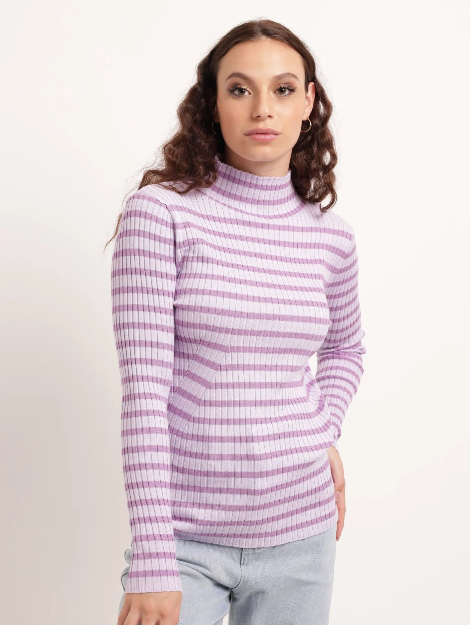 Ladies Ribbed Turtleneck Pullover - Purple sold by Edgars