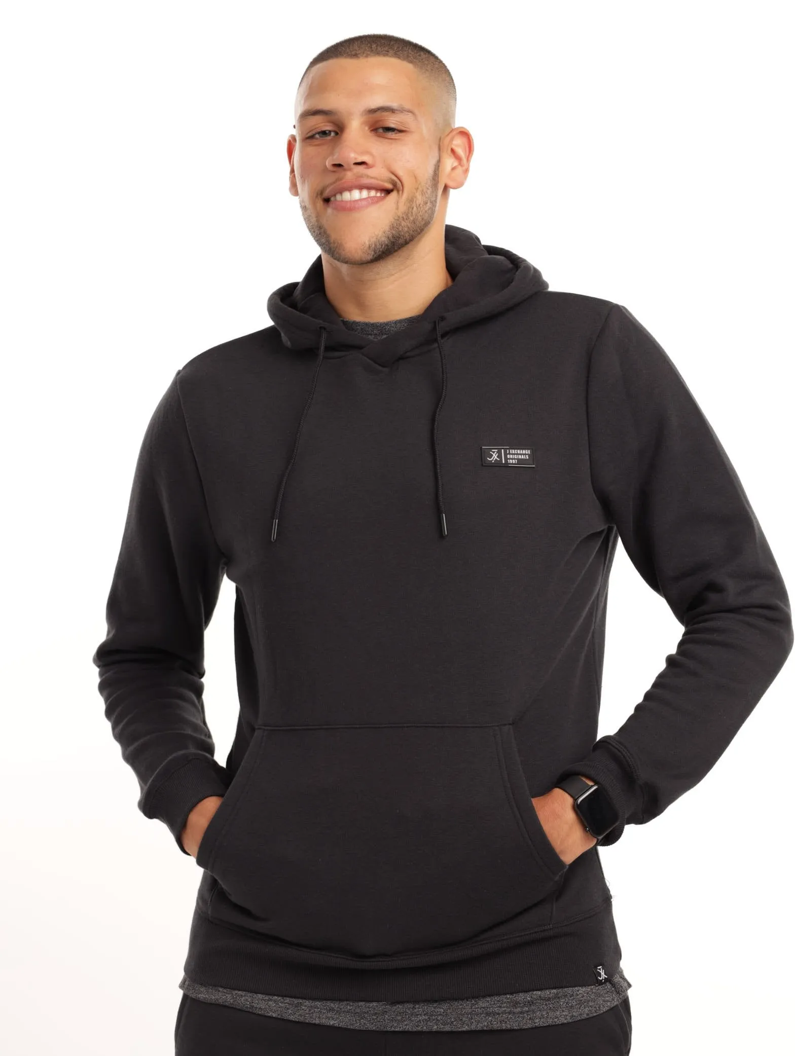 Men's Plain Hooded Fleece Top - Black sold by Edgars