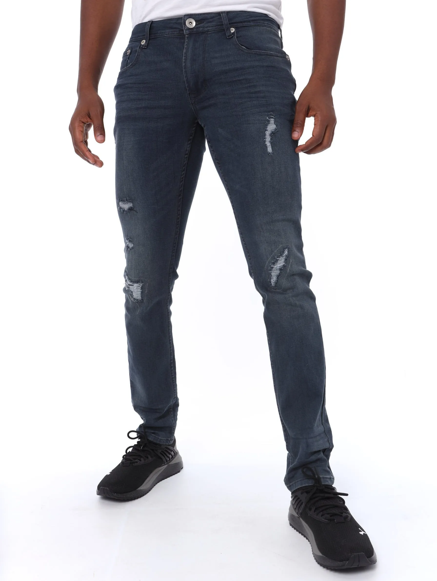 Men's Blue Rip & Repair Knee Skinny Denim Jean sold by Edgars