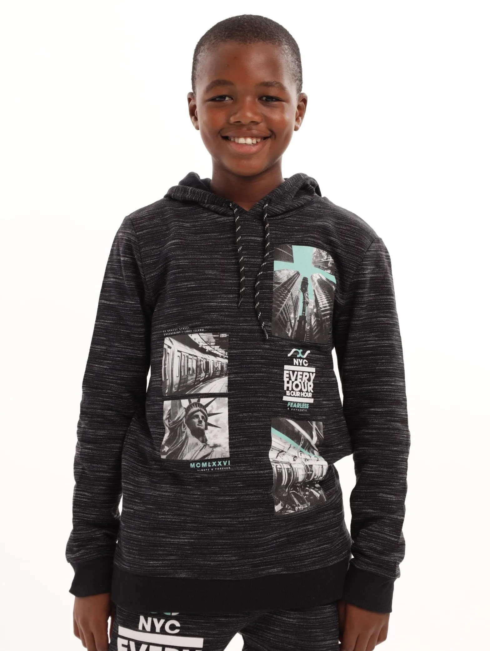Boys City Photo Slub Hoody - Black sold by Edgars