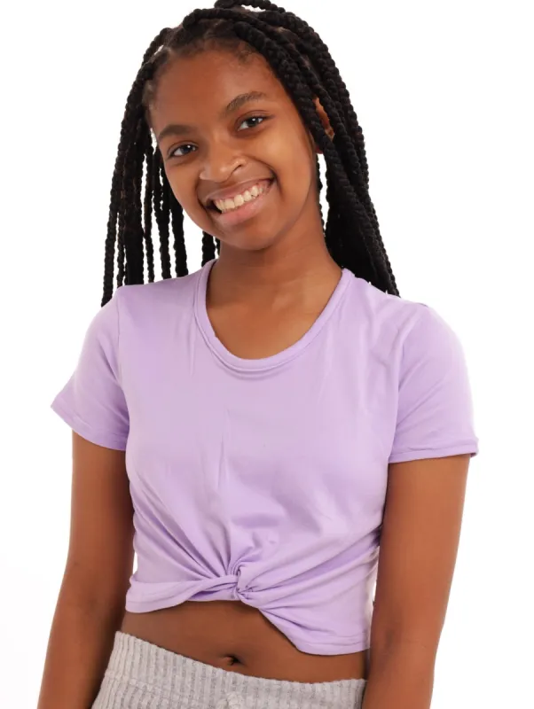 Girls Knotted Tee - Lilac sold by Edgars